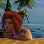 Female resting in the swimming pool