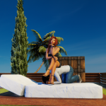 Woman sitting on a man