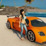 3DXChat girl by one of the sports cars